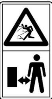 Warning sign with pictogram of falling person and human figure, indicating hazard or accident