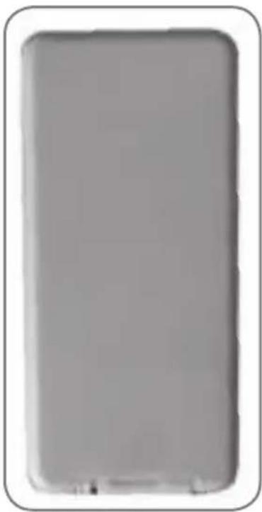 Blank rectangular object with rounded corners and a small hole at the bottom (no text or symbols visible)