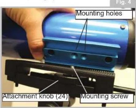 Mounting holes Attachment knob (24) Mounting screw