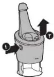 Mechanical component diagram showing a piston-like structure with directional arrows indicating force or movement (no text or symbols present)