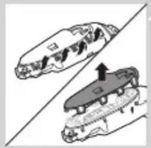 Diagram showing two mechanical components with arrows indicating motion or force direction (no text or symbols)