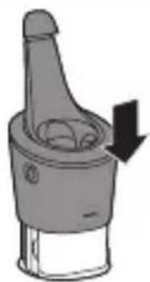Diagram of a mechanical component with a downward arrow indicating force or direction (no text or symbols)