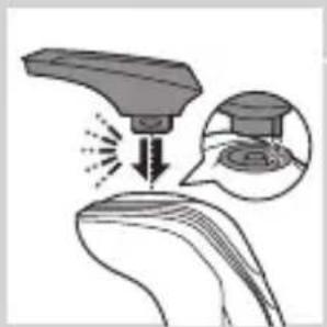 Illustration of a robotic arm with motion arrows and a magnified inset showing the head area (no text or symbols)
