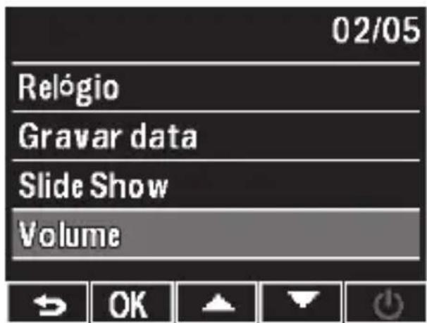 02/05 Relógio Gravar data Slide Show Volume