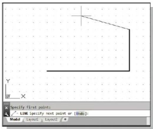 Specify first point: LINE Specify next point or [Undo]; Model Layout1 Layout2