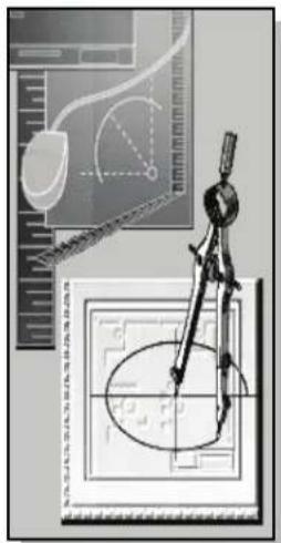 Illustration with compass, drawing tools, and technical diagrams, featuring Chinese text labels.