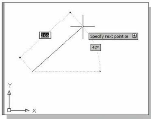 9.66 Specify next point or 42° Y X