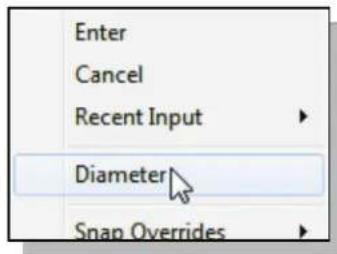 Enter Cancel Recent Input Diameter Snap Overrides