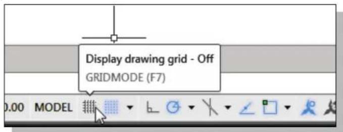 Display drawing grid - Off GRIDMODE (F7) 0.00 MODEL