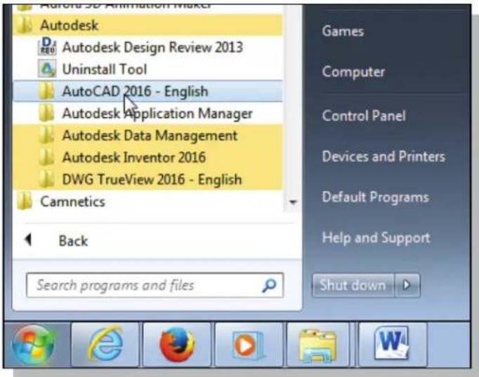 Aurora 3D Animation Maker Autodesk Autodesk Design Review 2013 Uninstall Tool AutoCAD 2016 - English Autodesk Application Manager Autodesk Data Management Autodesk Inventor 2016 DWG TrueView 2016 - English Camnetics Back Search programs and files Games Computer Control Panel Devices and Printers Default Programs Help and Support Shut down