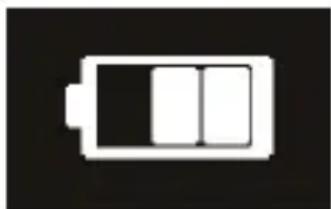 Battery icon symbol with three white segments on black background (no text or numbers)