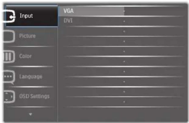 Input VGA DVI Picture Color Language OSD Settings