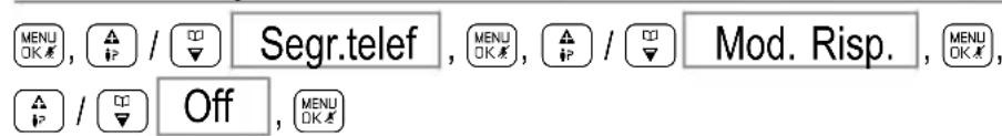 MENU OK / / [ ] Segr.telef , MENU OK / [ ] Mod. Risp. , MENU OK / [ ] Off , MENU OK