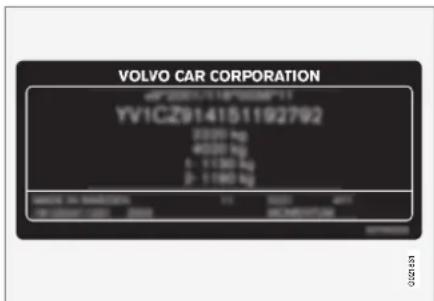 VOLVO CAR CORPORATION GP 2001/11876598*17 YV1CZ914151192792 2220 kg 4030 kg A: 1130 kg B: 1180 kg
