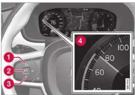 VOLVO XC90 Excellence (2017) - Gérer la vitesse pour le Régulateur adaptatif de vitesse\* - 1