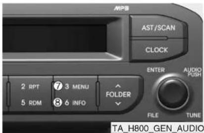 AST/SCAN CLOCK 2 RPT ⑦ 3 MENU 5 RDM ⑧ 6 INFO FOLDER ENTER AUDIO PUSH FILE TUNE TA_H800_GEN_AUDIO
