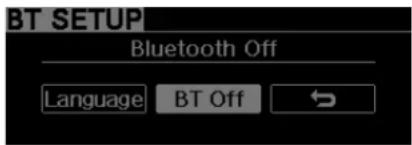 CONFIGURATION BT Bluetooth désactivé Langue BT désactivé