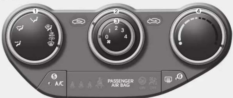 1 2 3 4 5 A/C PASSENGER AIR BAG 6