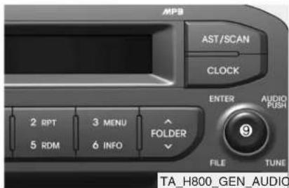 MP3 AST/SCAN CLOCK ENTER AUDIO PUSH 2 RPT 3 MENU 5 RDM 6 INFO FOLDER 9 FILE TUNE TA_H800_GEN_AUDIO