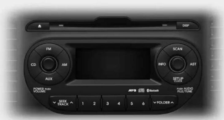 DISP FM CD AM AUX POWER PUSH VOLUME AMP SCAN INFO AST SETUP CLOCK Bluetooth PUSH AUDIO FILE/TUNE FOLDER SEEK TRACK 1 2 3 4 5 6