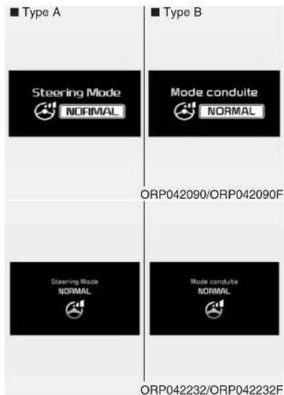 ■ Type A Steering Mode NORMAL Mode conduite NORMAL ■ Type B ORP042090/ORP042090F Steering Mode NORMAL Mode conduite NORMAL ORP042232/ORP042232F