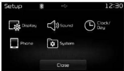 Setup 12:30 Display Sound Clock/ Day Phone System Close