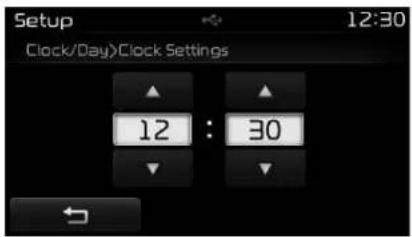 Setup Clock/Day>Clock Settings 12:30