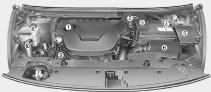 KIA Carens (2014) - COMPARTIMENT MOTEUR - 1