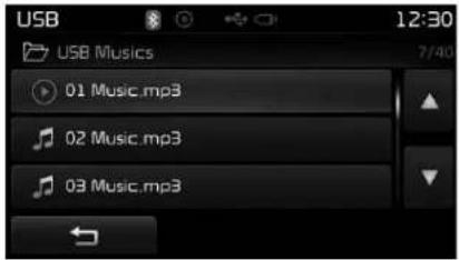 USB USB Musics 01 Music.mp3 02 Music.mp3 03 Music.mp3 7/40 12:30
