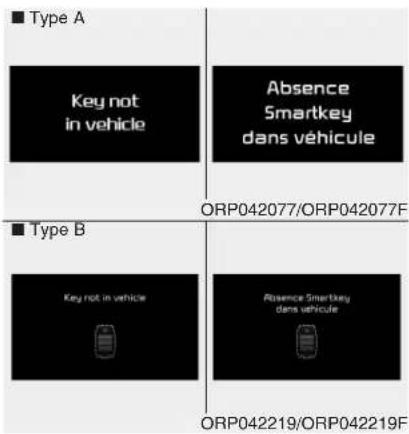 ■ Type A Key not in vehicle Absence Smartkey dans véhicule ■ Type B Key not in vehicle Absence Smartkey dans véhicule ORP042077/ORP042077F ORP042219/ORP042219F