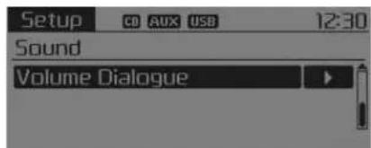 Setup CD AUX USB 12:30 Sound Volume Dialogue