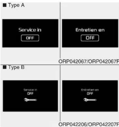 ■ Type A Service in OFF Entretien en OFF ■ Type B Service in OFF Entretien en OFF ORP042067/ORP042067F ORP042206/ORP042207F