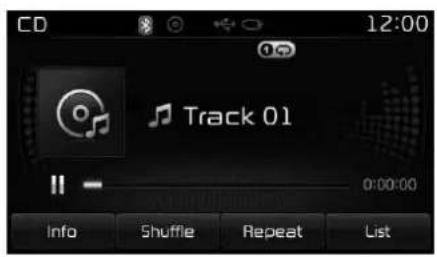 CD 12:00 Track 01 0:00:00 Info Shuffle Repeat List
