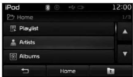 iPod Home 1/3 Playlist Artists Albums Home