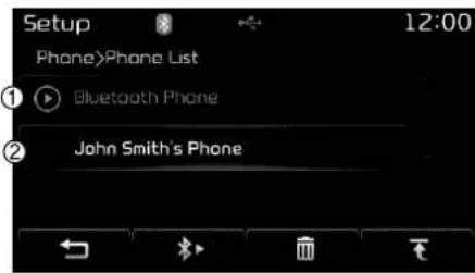 Setup Phone>Phone List Bluetooth Phone John Smith's Phone