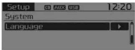 Setup CD AUX USB 12:20 System Language