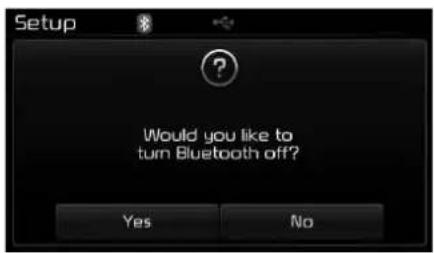 Setup Would you like to turn Bluetooth off? Yes No