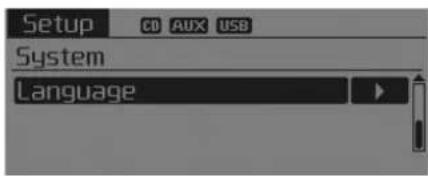 Setup CD AUX USB System Language