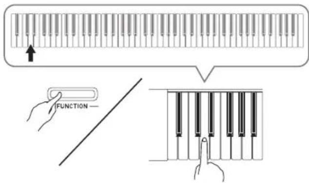 Diagram illustrating piano keyboard function and finger placement, showing hand placement and key positioning