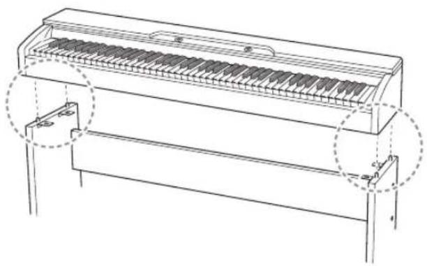 CASIO PX-860BK - 3-2. Si vous prévoyez de changer de place le piano et de l'appuyer contre une paroi, desserrez les deux vis (une sur l'extérieur de chaque panneau latéral) qui fixent les ferrures. Vous n'avez pas besoin de retirer les vis dans ce cas. - 10