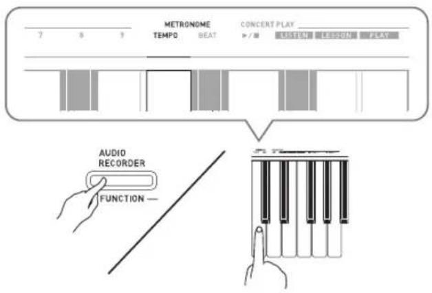 METRONOME TEMPD BEAT CONCERT PLAY ▶ / ■ LETTENT LESSON PLAY AUDIO RECORDER FUNCTION