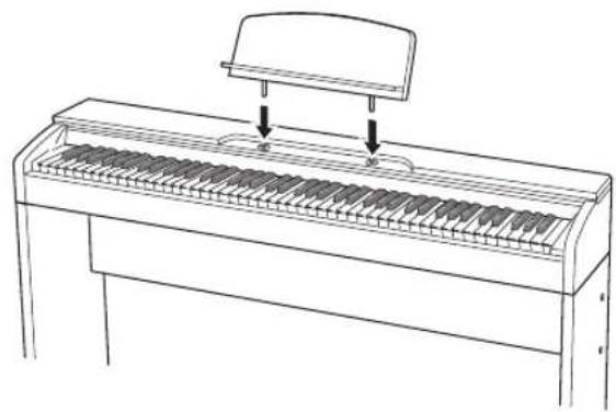 CASIO PX-860WE - Installez le pupitre de musique en insérant ses chevilles dans les orifices sur le haut du piano. - 1