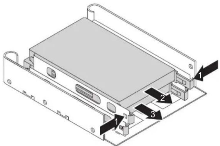 FUJITSU Esprimo D756 - Démontagedeslecteurs2 ^1/2 poucesdel'adaptateur3 ^1/2 pouces - 1