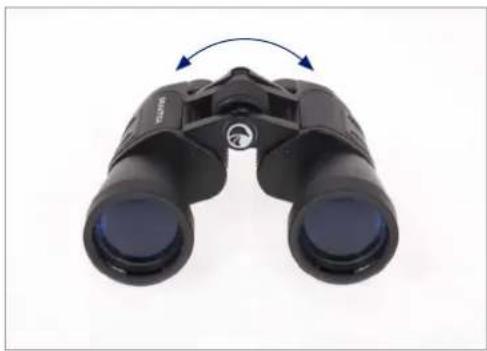Black binoculars with blue rotation arrow (no text or symbols)
