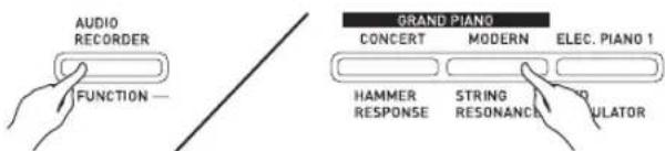 AUDIO RECORDER FUNCTION — GRAND PIANO CONCERT MODERN ELEC. PIANO 1 HAMMER RESPONSE STRING RESONANCE PULATOR