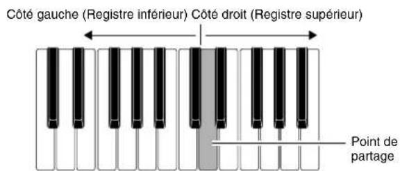 Côté gauche (Registre inférieur) Côté droit (Registre supérieur) Point de partage