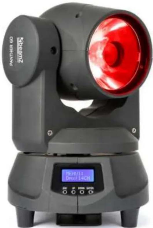 Exterior view of a black PANTHER 60 Ultrasonic transmount camera with red laser beam (no text or symbols on device body)