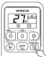 HITACHI 27°C EVE ... ON ... ECO OFF POWERU