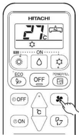 HITACHI 27°C ON ECO OFF POWERFUL OFF ON C D