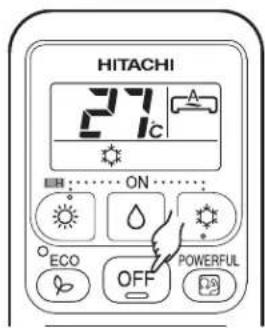 HITACHI 27°C ON ECO OFF POWERFUL
